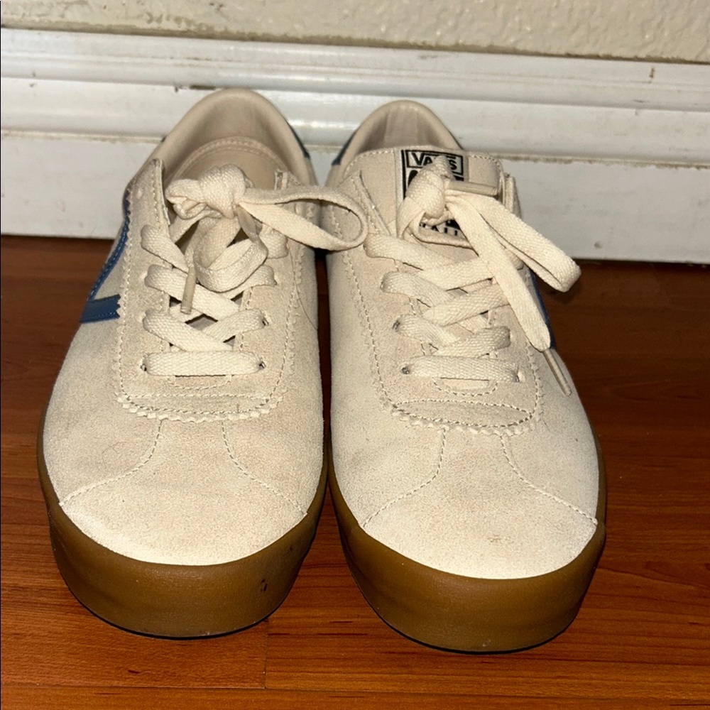 Vans Women's Cream and Blue Sneakers